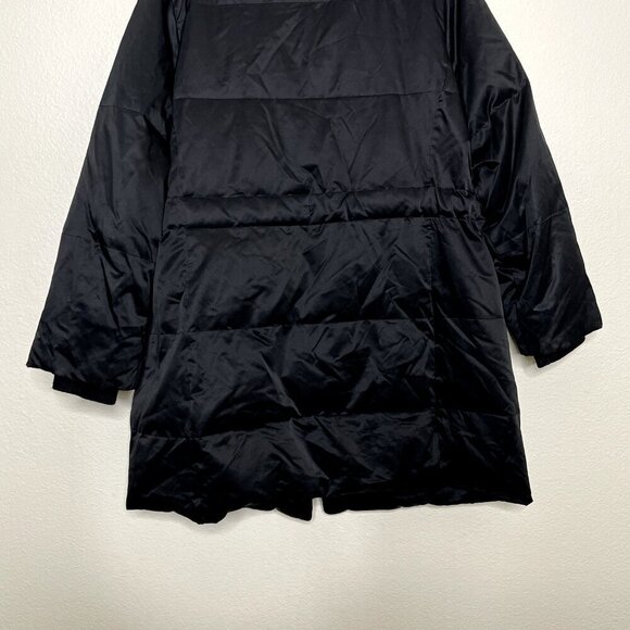 J. Jill Puffer Jacket Large Black Down-Insulated Mid-Length Coat Parka Button - Picture 13 of 14